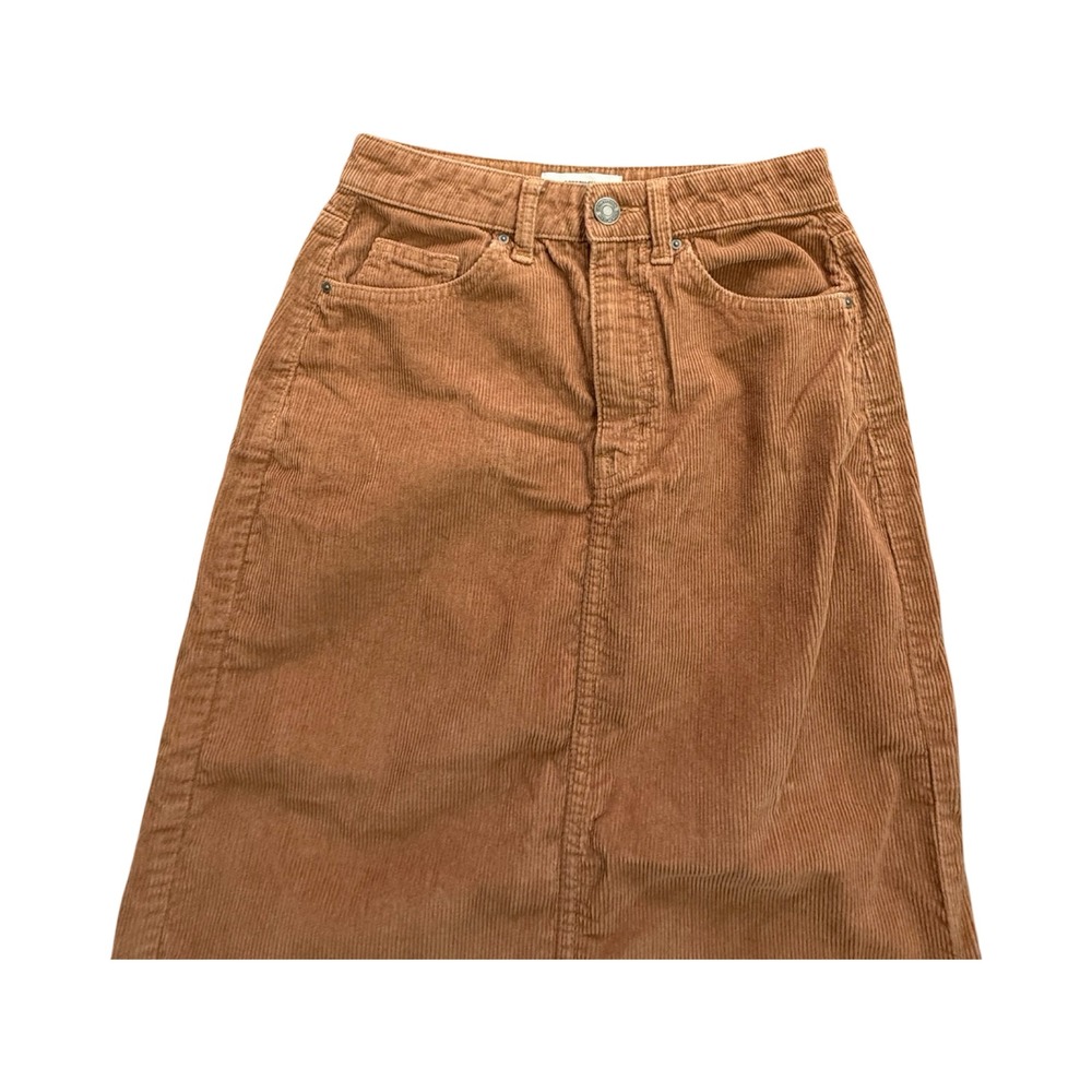 Cotton On Maxi Skirt Womens 2 Brown Corduroy High Waist Long Workwear - Picture 10 of 12